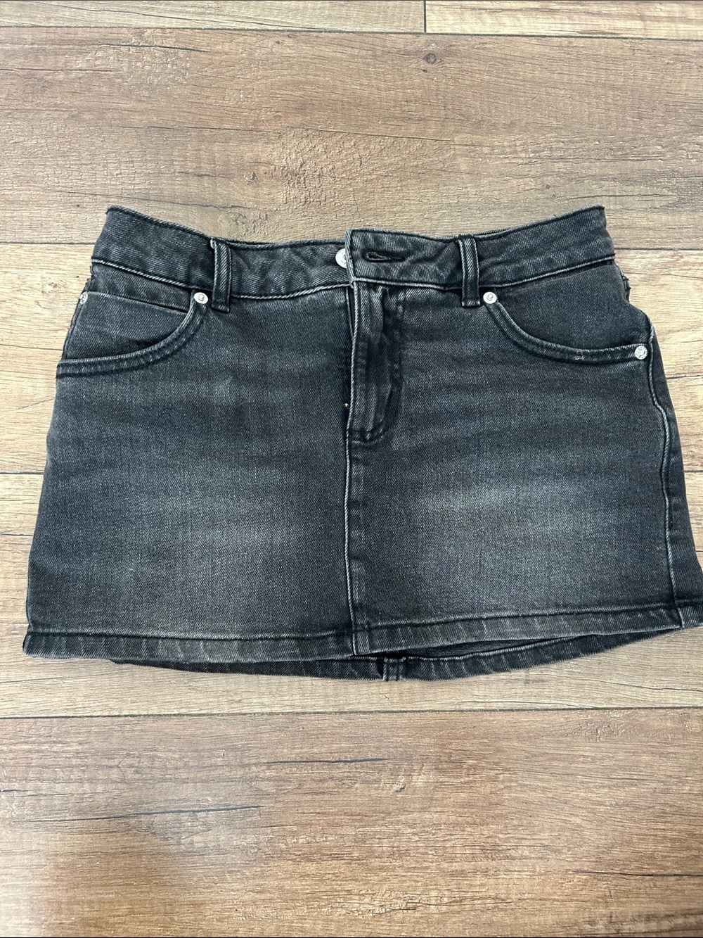 Garage Black Washed Denim Mini Skirt